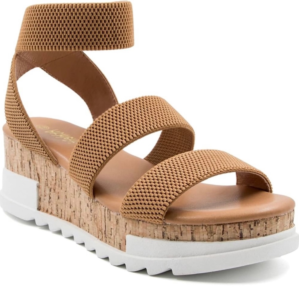 COPY - NWOB Athlefit Womens Wedge Summer Sandals Size 7.5 Brown Cork Slip On St…